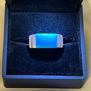 .925 Sterling Silver Turquoise Navajo Rectangle Ring Size 9